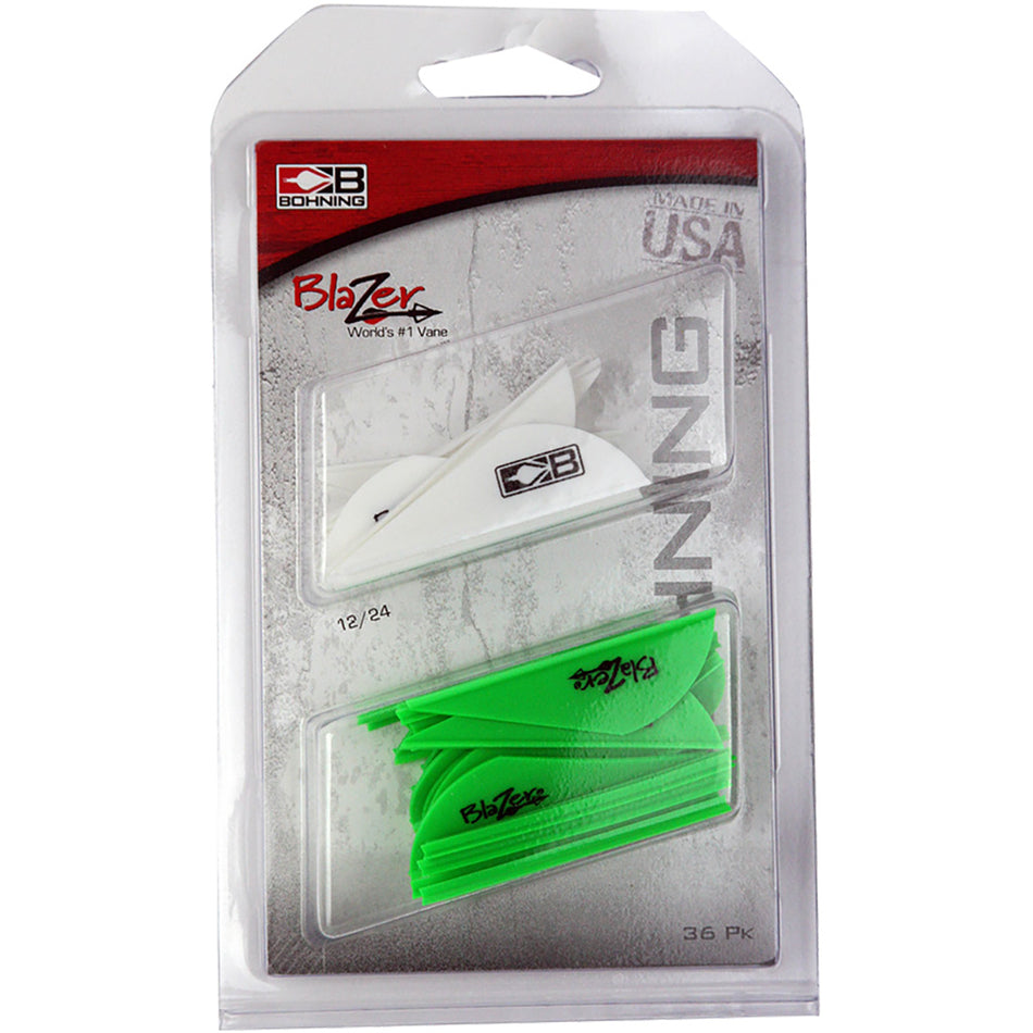 Bohning Blazer Arrow Vane Combo White/Neon Green 36 Pack