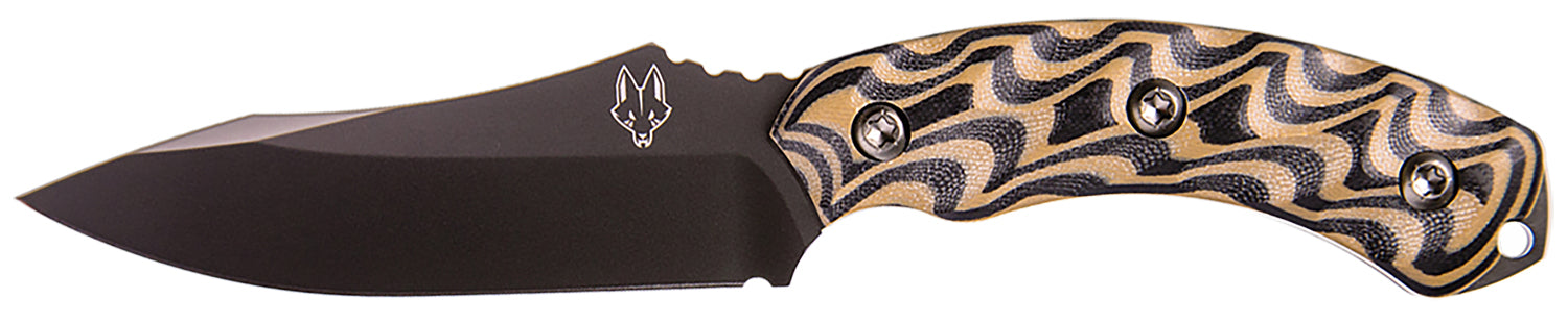 Southern Grind SG0507020601 Jackal 4.75" Fixed Blade Drop Point 8670 Steel, 4.50" Black/Tan G10 Handle and Sheath