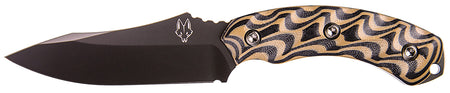 Southern Grind SG0507020601 Jackal 4.75" Fixed Blade Drop Point 8670 Steel, 4.50" Black/Tan G10 Handle and Sheath