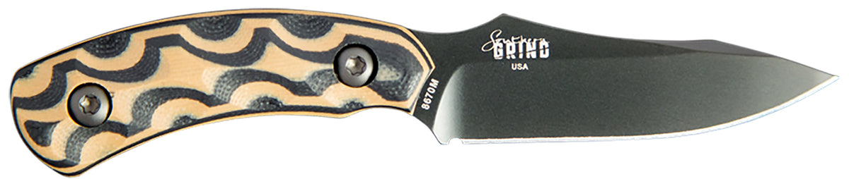 Southern Grind SG0508010601 Jackal Pup 2.80" Fixed Blade Drop Point 8670 Steel, 2.95" Black/Tan G10 Handle