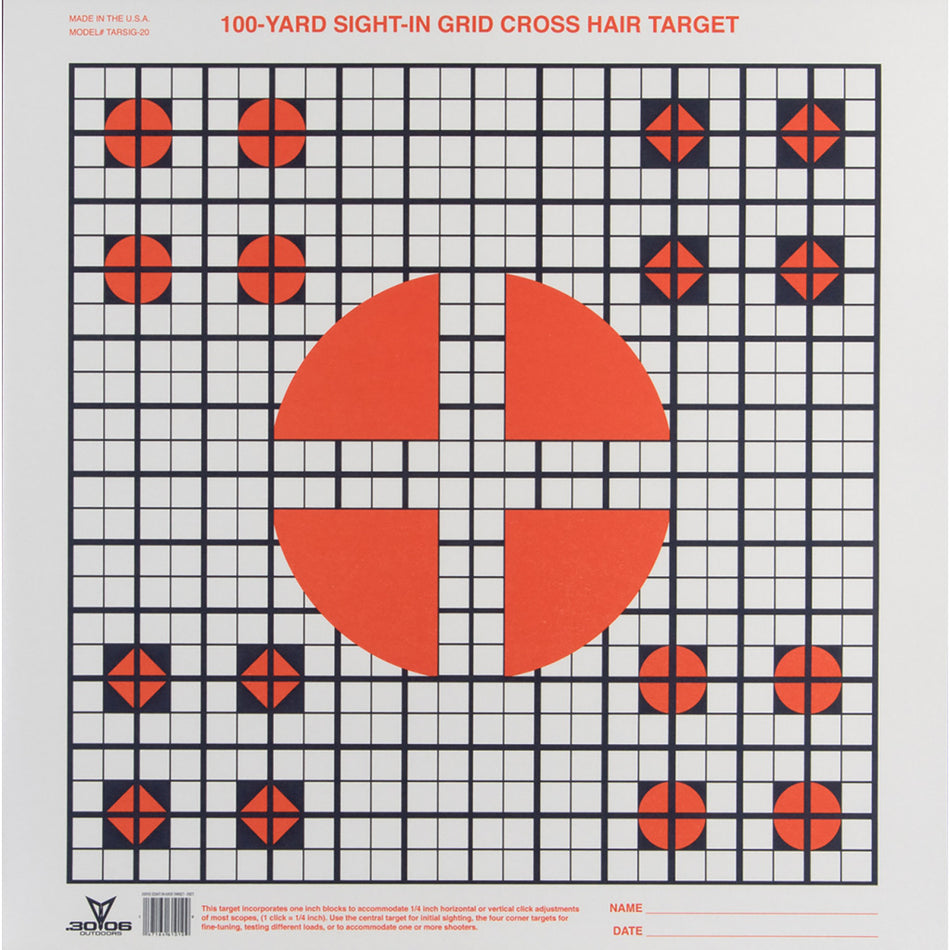 30-06 Grid Style Sight-In Target 20 pk. 100 Yard
