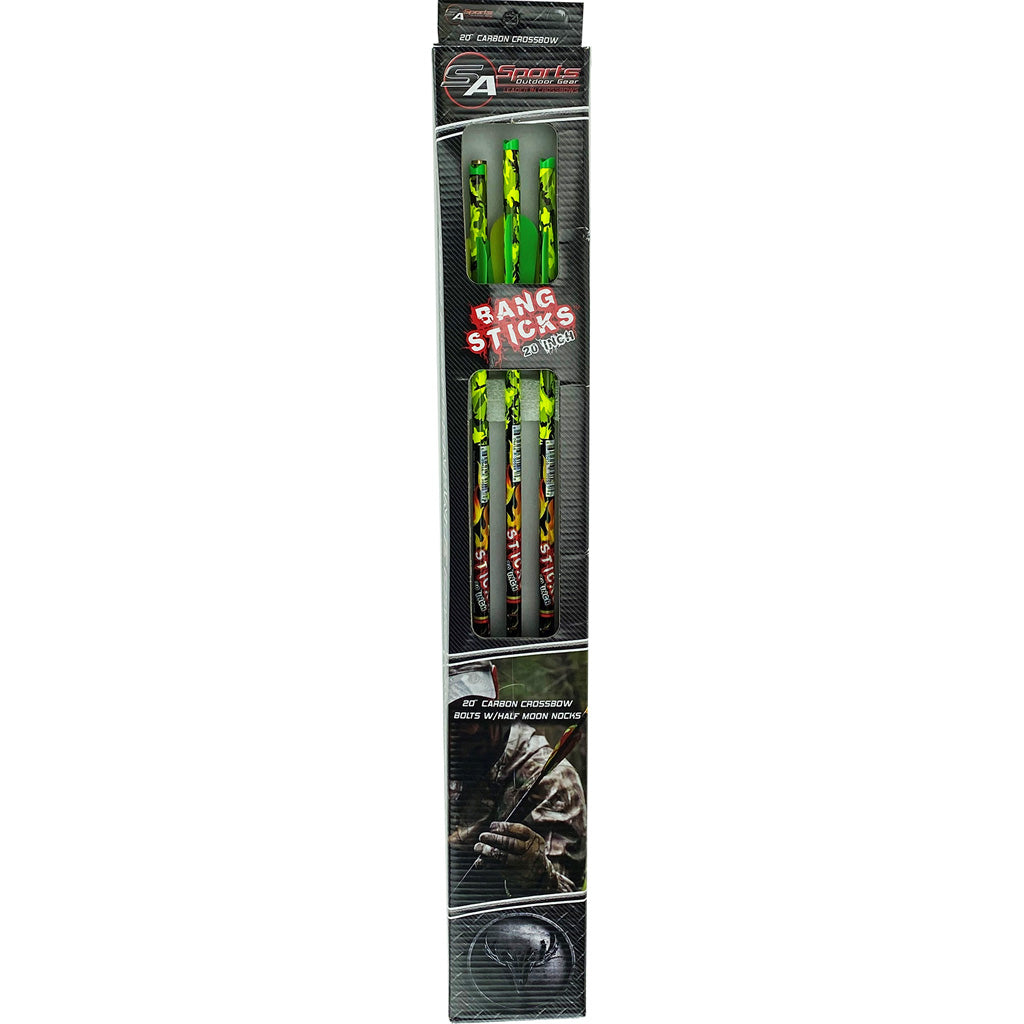 SA Sports Bang Sticks Crossbow Bolt 20 Inch Hi Vis Neon Camo 6pk