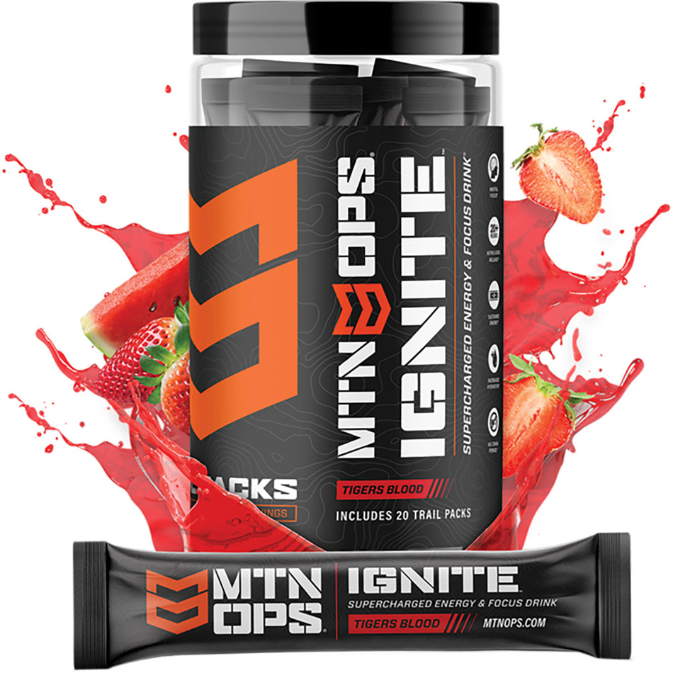 MTN OPS Ignite Tigers Blood Energy and Focus Trail Packs – 20 Count