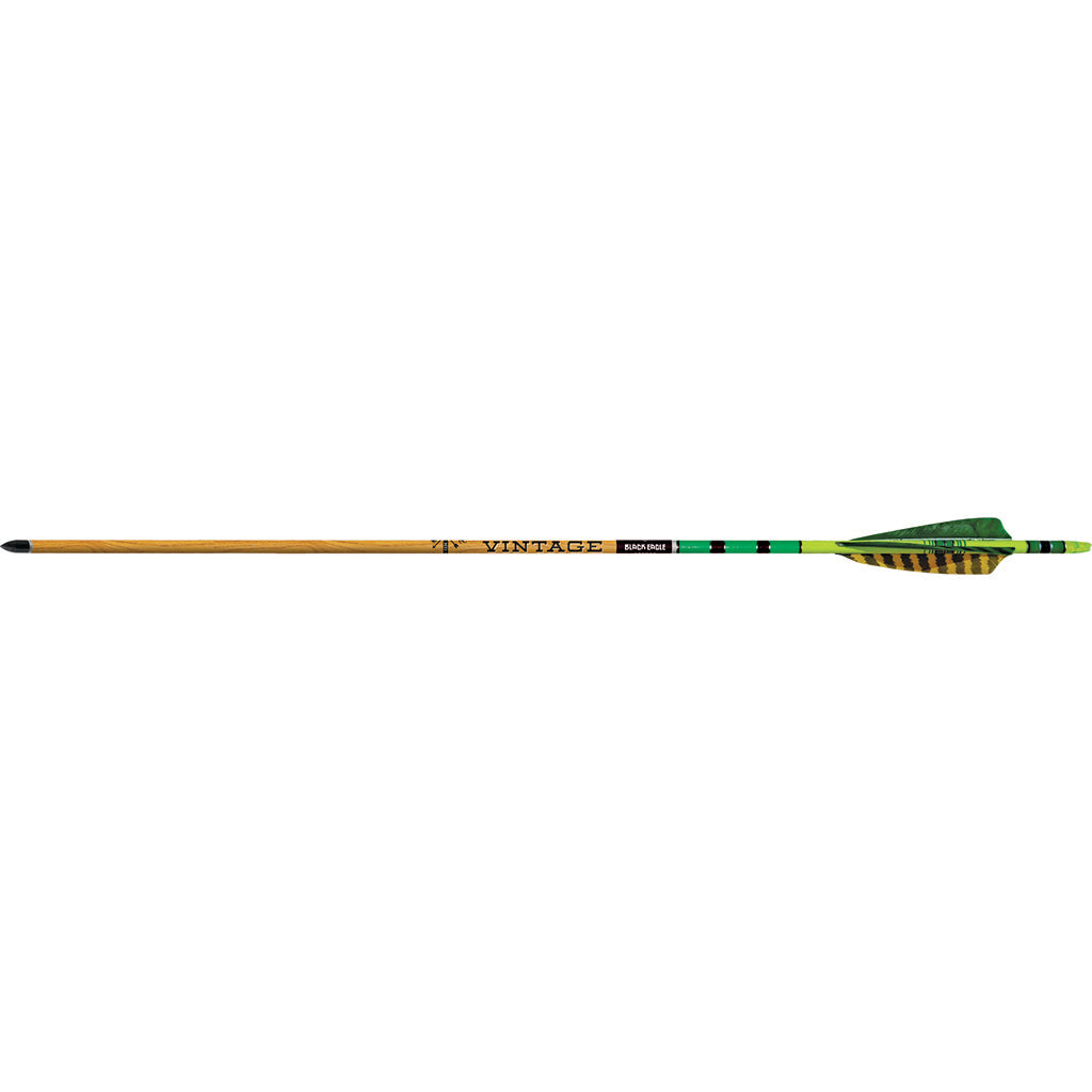 Black Eagle Vintage .005 Straightness 400 Spine Traditional Arrows Green/Yellow Feathers 6 pk.