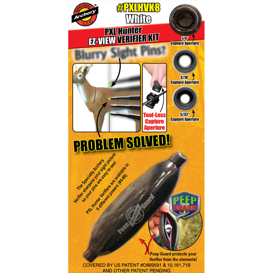 Specialty Archery PXL Hunter EZ-View Verifier Kit White No. 8 with Capture Apertures