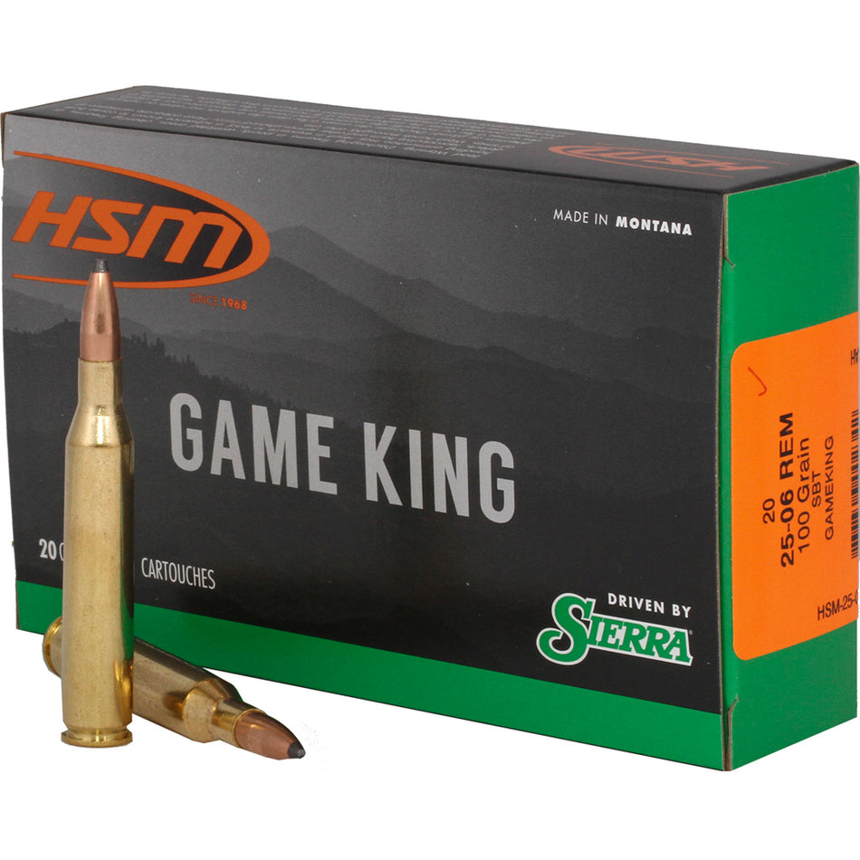 HSM .25-06 Remington HSM25061N Sierra GameKing Spitzer Boat Tail SBT 100 Grain