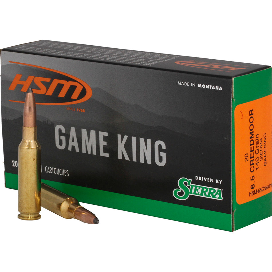HSM 6.5mm Creedmoor HSM65Creedmoor1N Game King Spitzer Boat Tail SBT 140 Grain