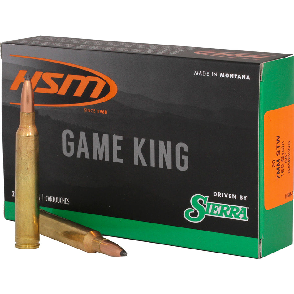 HSM 7mm STW HSM7STW8N Sierra Game King Spitzer Boat Tail SBT 160 Grain