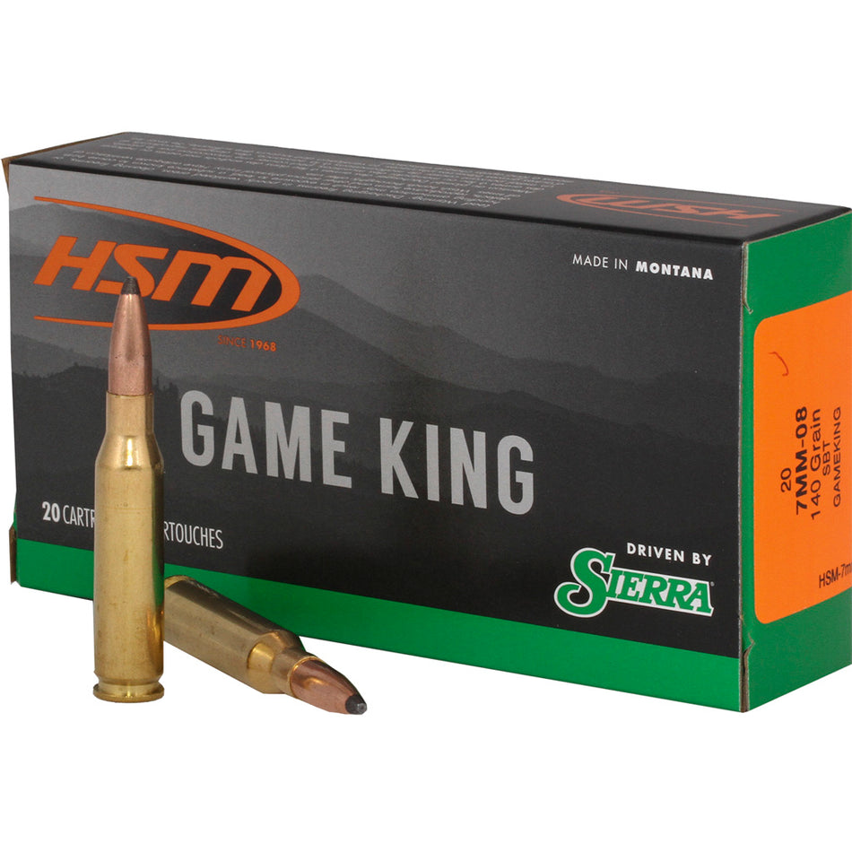 HSM 7mm-08 Remington HSM7mm087N Sierra Game King Spitzer Boat Tail SBT 140 Grain
