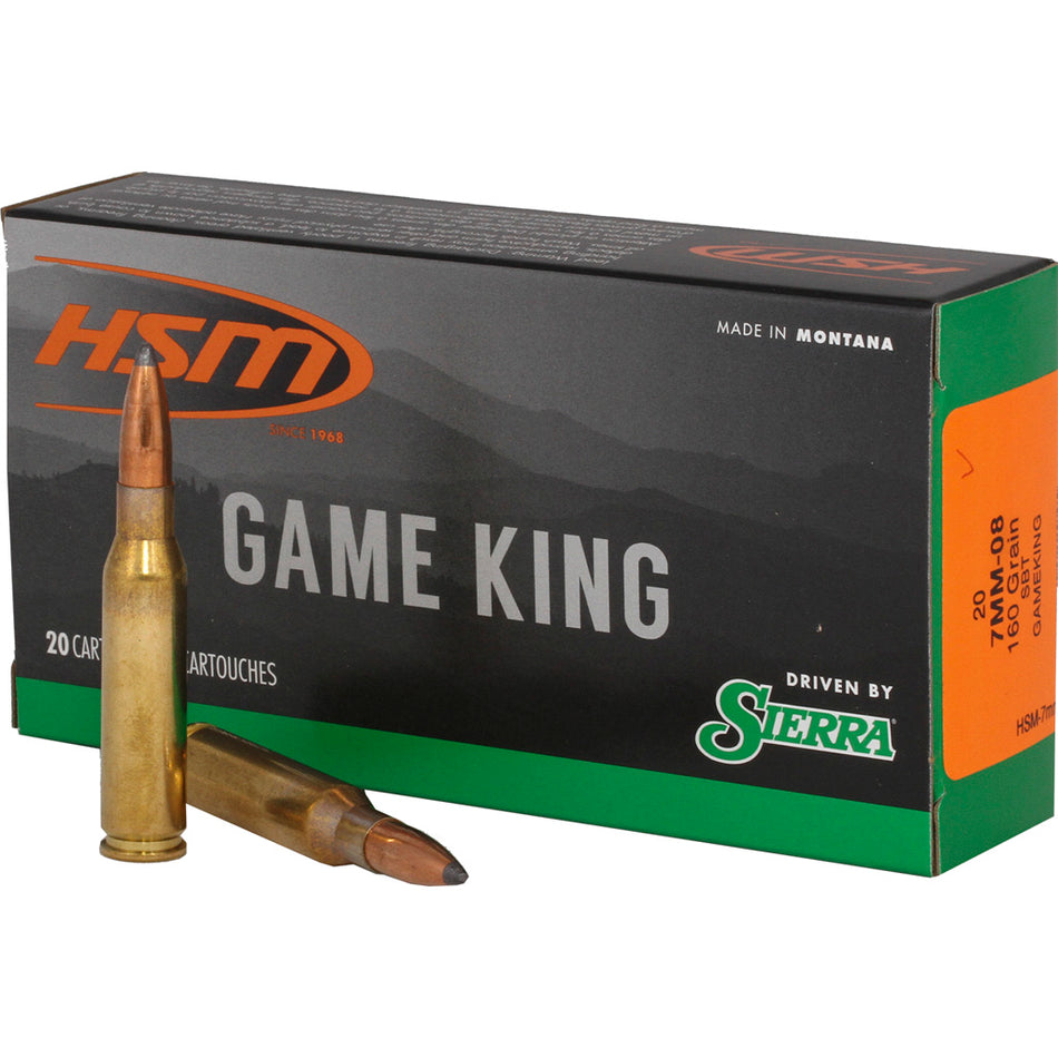 HSM 7mm-08 Remington HSM7mm089N Sierra Game King Spitzer Boat Tail SBT 160 Grain
