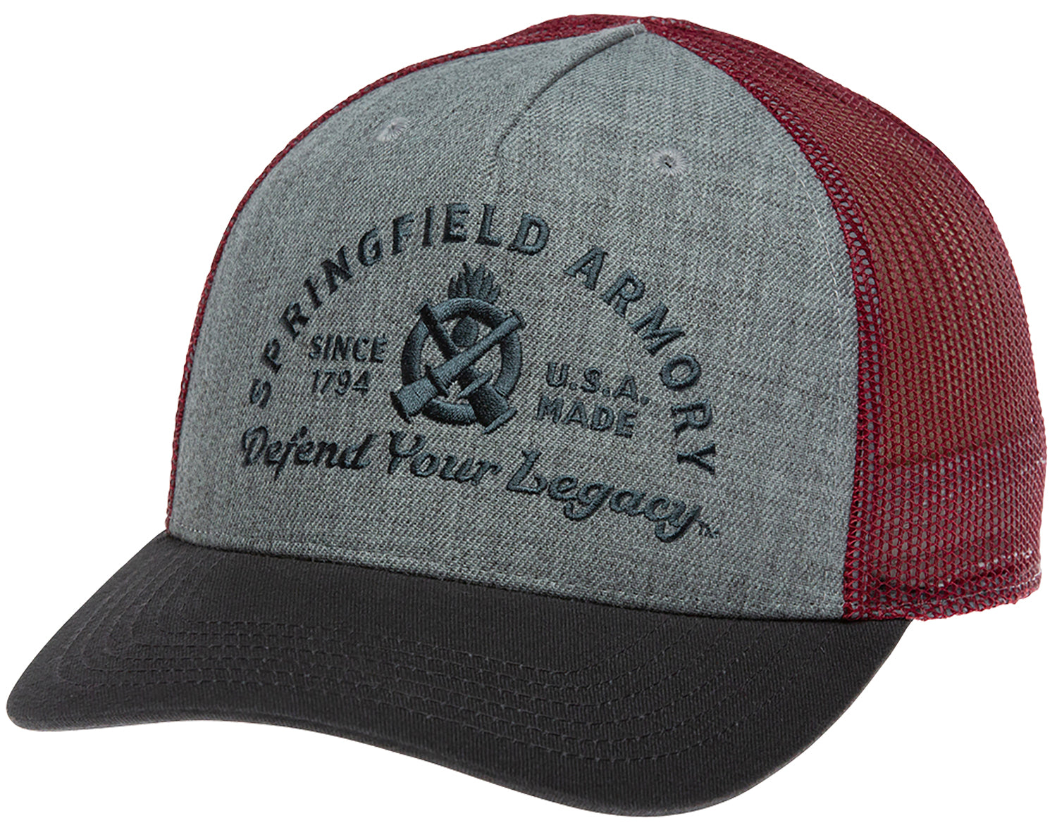 Springfield Armory GEP2381 Defend Your Legacy Brewery Style Snapback Cap Gray Maroon
