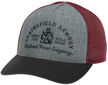 Springfield Armory GEP2381 Defend Your Legacy Brewery Style Snapback Cap Gray Maroon