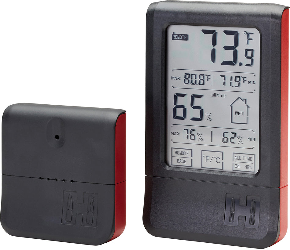 Hornady 95907 Black Touchscreen Wireless Safe Hygrometer with Remote Sensor