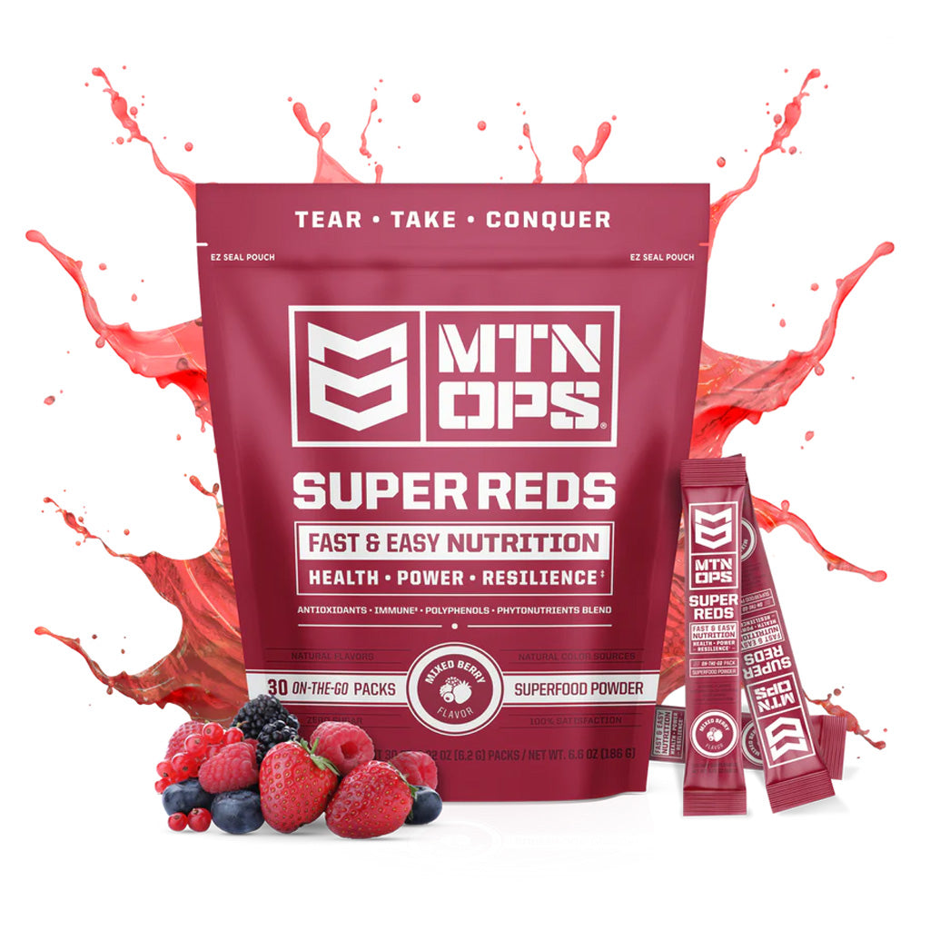 MTN Ops Super Reds Mixed Berry Flavor Antioxidant Trail Packs 30 Servings