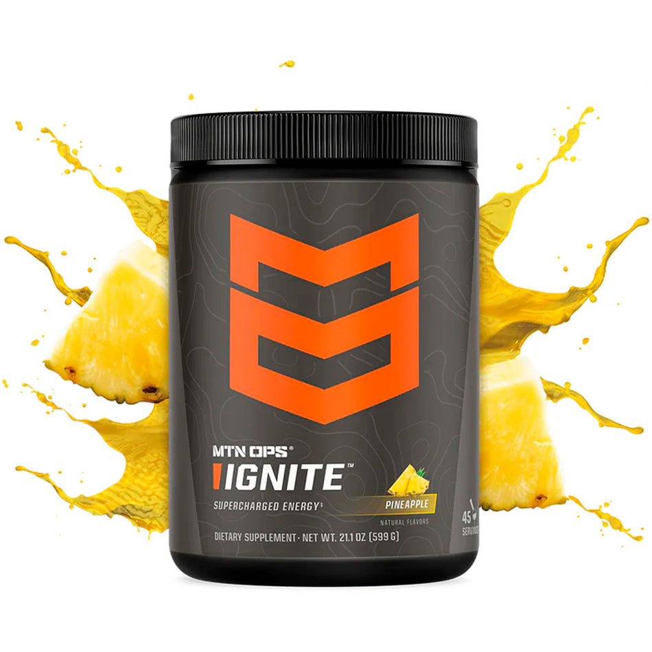 MTN OPS Ignite Pineapple Flavor Energy and Focus Supplement Tub