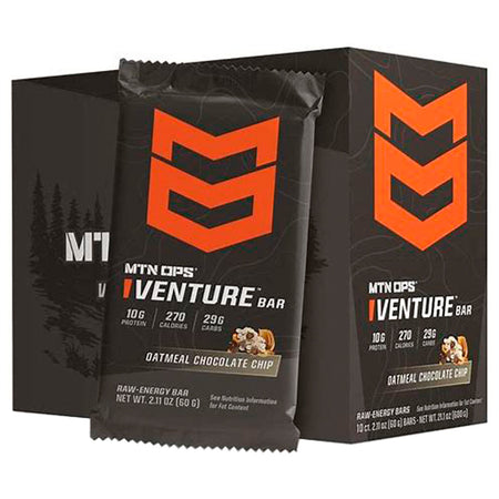 MTN OPS Venture Bar Oatmeal Chocolate Chip 10g Protein Snack Bar 10pk