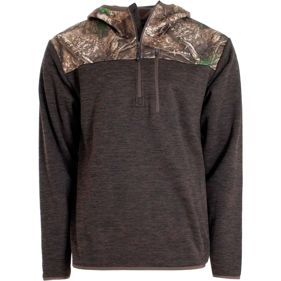 Habit Men's Hooded 1/4 Zip Fleece Pullover M - Realtree APX Turkish Coffee