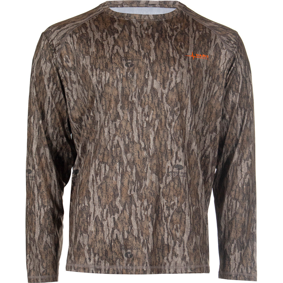 Habit Siesta Cape Men's Long Sleeve Perf Tee M Mossy Oak New Bottomland
