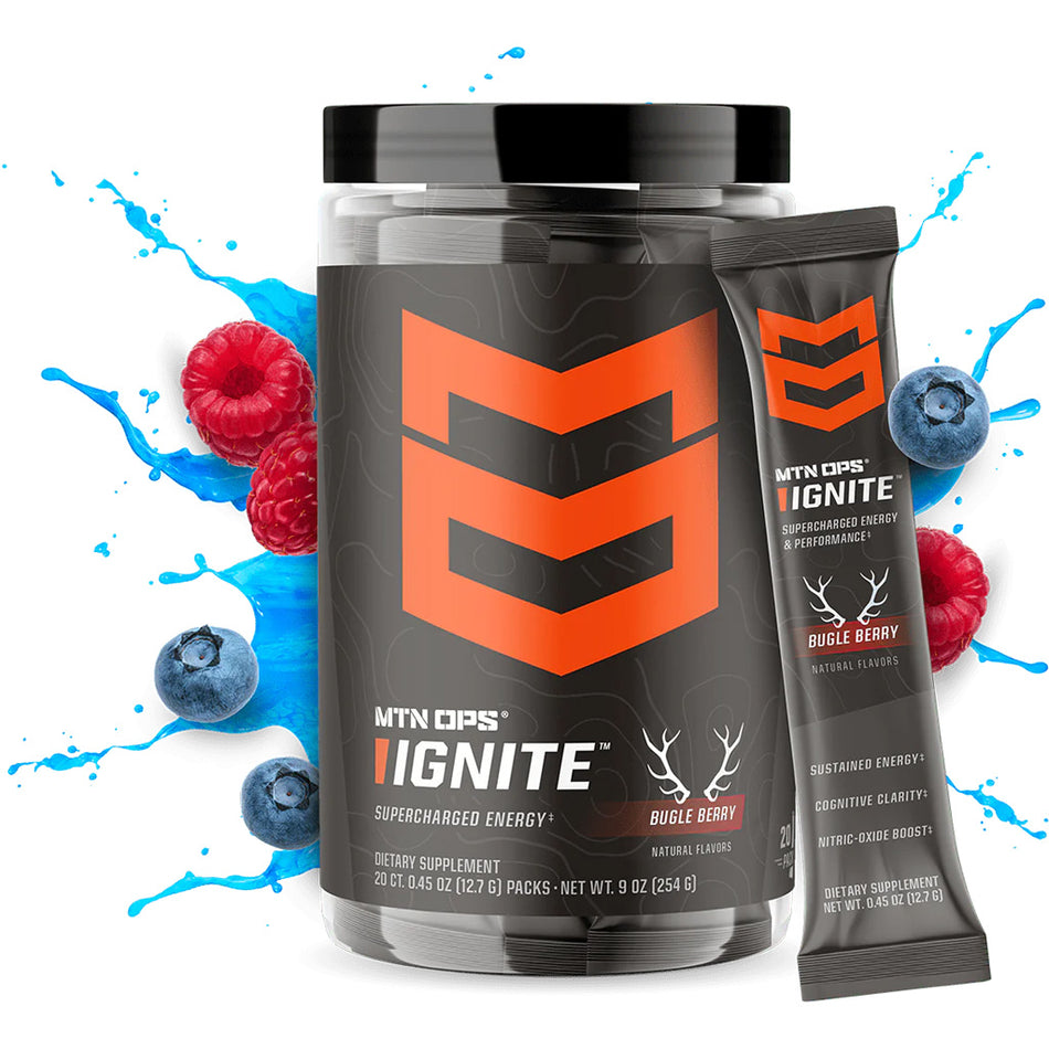 MTN Ops Ignite Trail Pack Bugle Berry Flavor 20 Single-Serve Packets