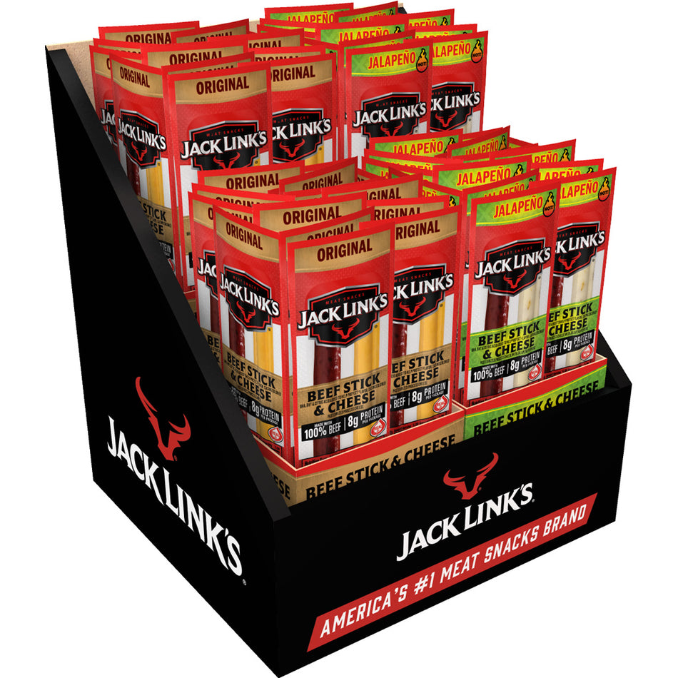 Jack Links Beef & Cheese Combo 64-Count Display 1.2oz Original and Jalapeno Flavors