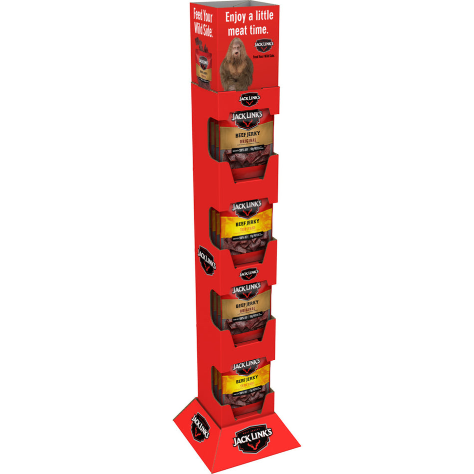 Jack Links 32-Count Jerky Tower 3.25oz Resealable Bags Original and Teriyaki