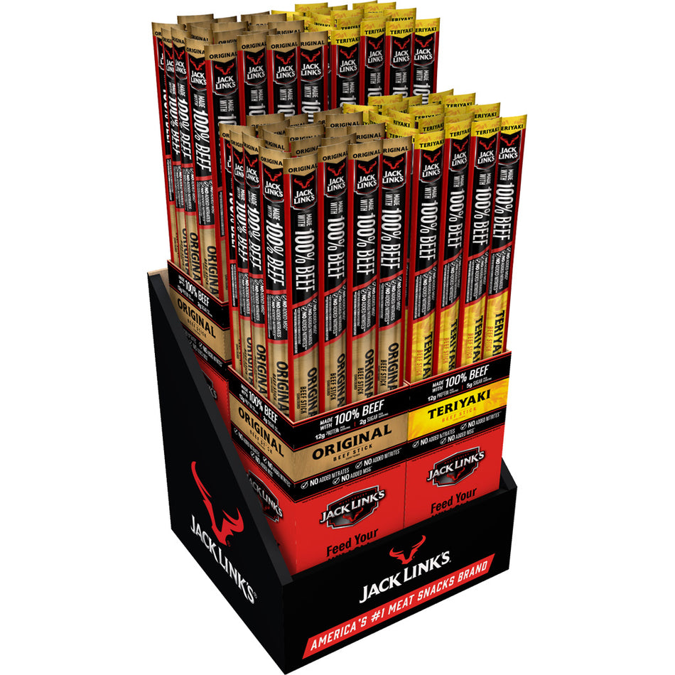 Jack Links 96-Count Beef Stick Counter Display 1.84oz Original and Teriyaki