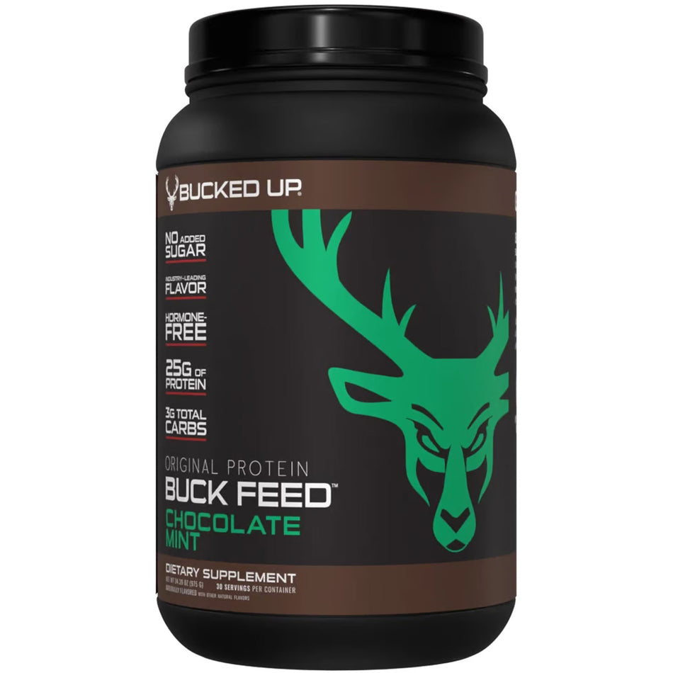 Bucked Up Buck Feed Whey Protein Chocolate Mint Flavor 30 Servings