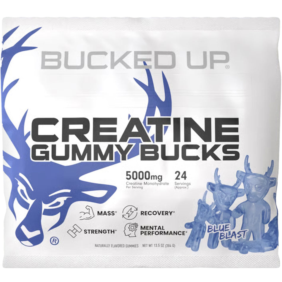 Bucked Up Creatine Monohydrate Gummies Blue Blast 24 Count