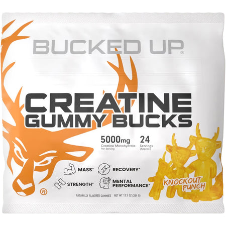 Bucked Up Creatine Monohydrate Gummies Knockout Punch 24 Count