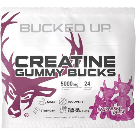 Bucked Up Creatine Monohydrate Gummies Raspberry Blitz 24 Count