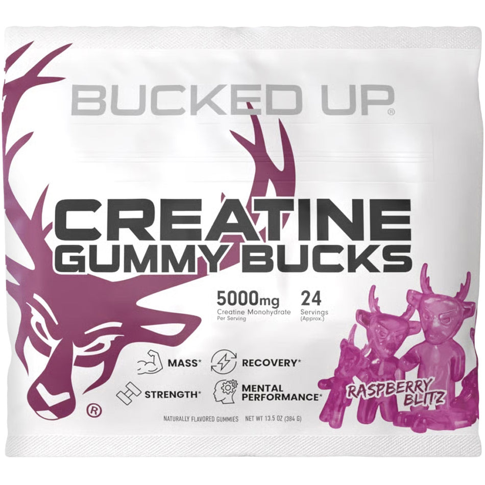 Bucked Up Creatine Monohydrate Gummies Raspberry Blitz 24 Count