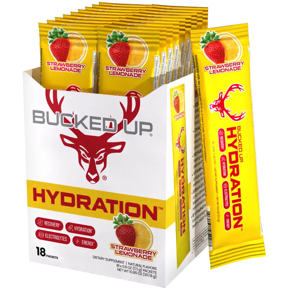 Bucked Up Hydration 2.0 Strawberry Performance Electrolyte Mix 18ct Box