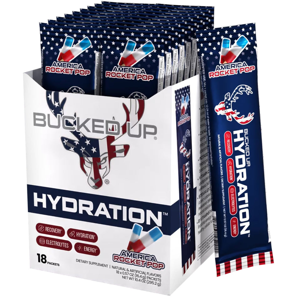 Bucked Up Hydration 2.0 Rocket Pop Performance Electrolyte Mix 18ct Box
