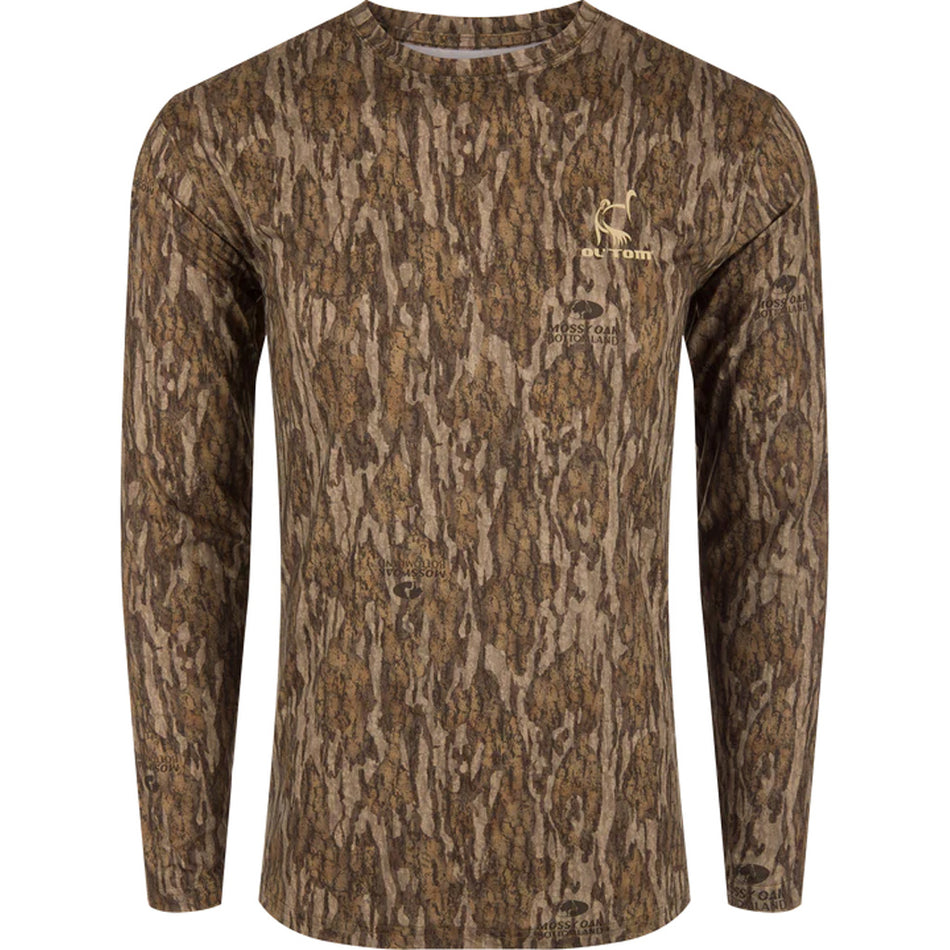 Drake Ol' Tom Camo Print Performance LS Crew Top MO Bottomland Medium