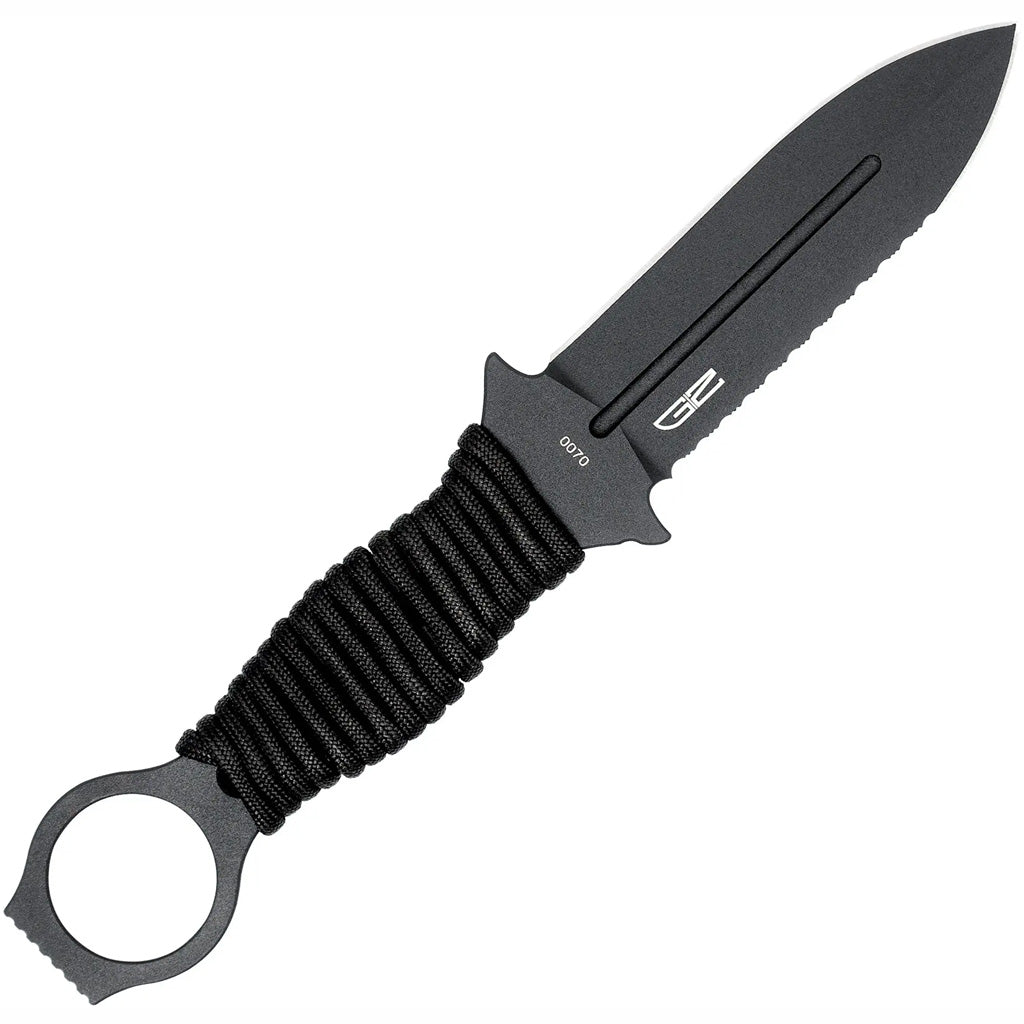 CobraTec Ringed Claymore Serrated Dagger Fixed Blade Black