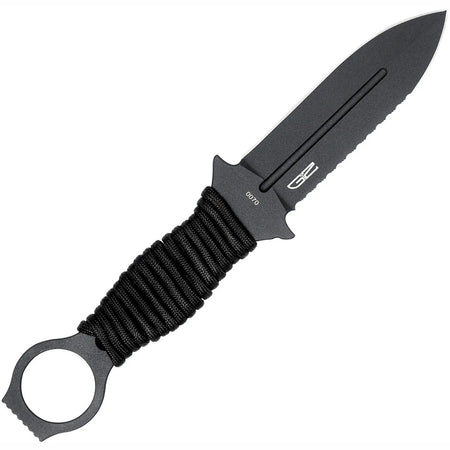 CobraTec Ringed Claymore Serrated Dagger Fixed Blade Black