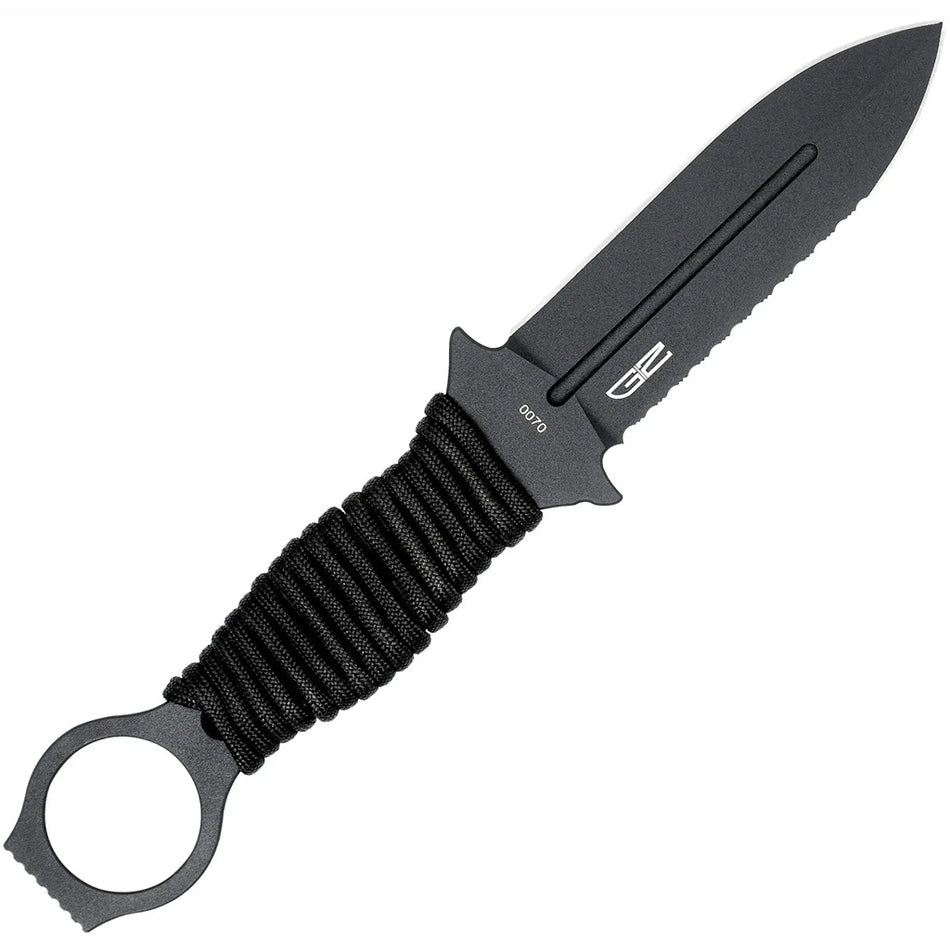 CobraTec Ringed Claymore Serrated Dagger Fixed Blade Black