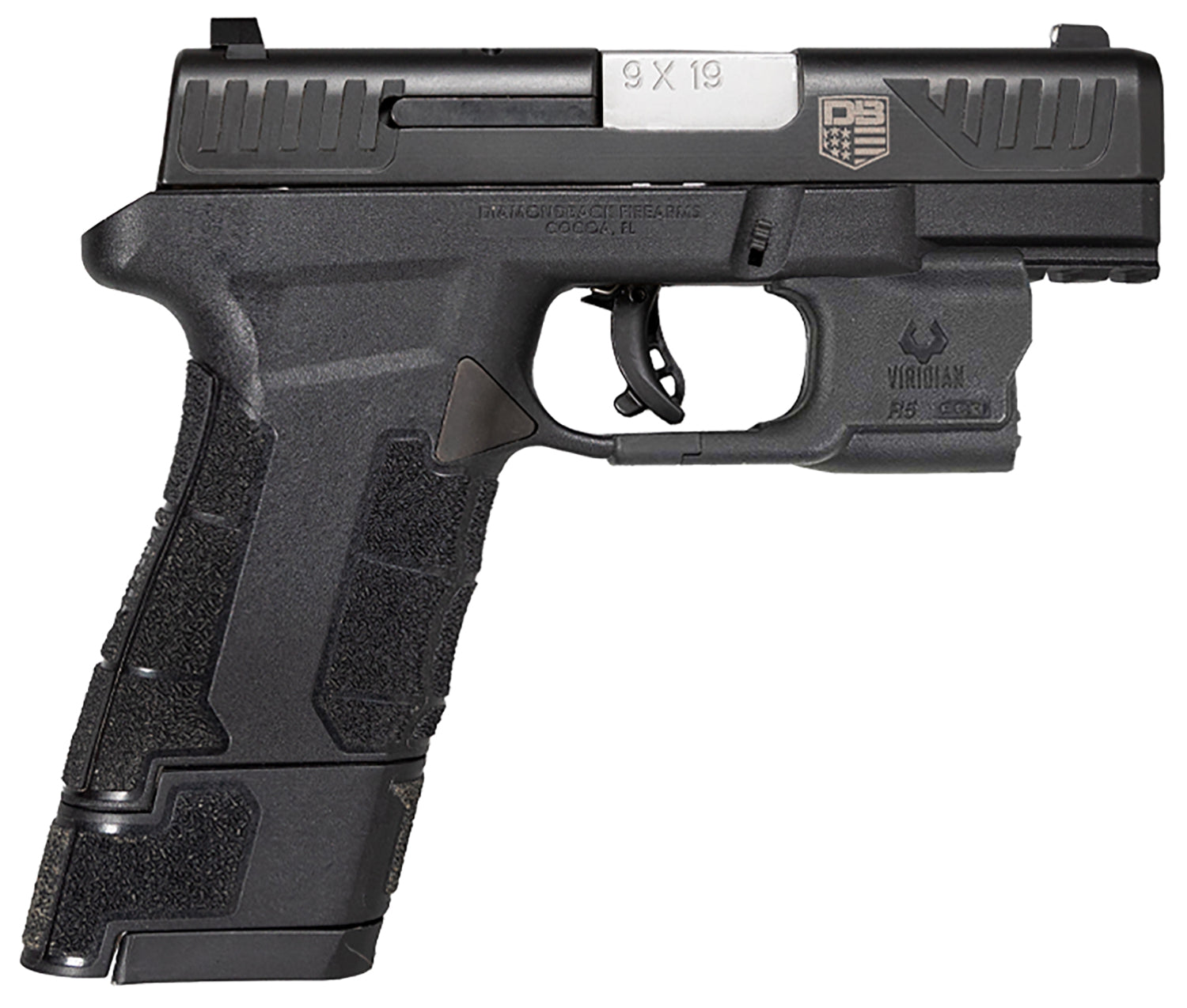 Diamondback DBAM29 Sub-Compact 9mm Luger 3.5" Pistol, 12+1/17+1 Capacity, Black Nitride Slide, w/ Viridian Laser & Holster