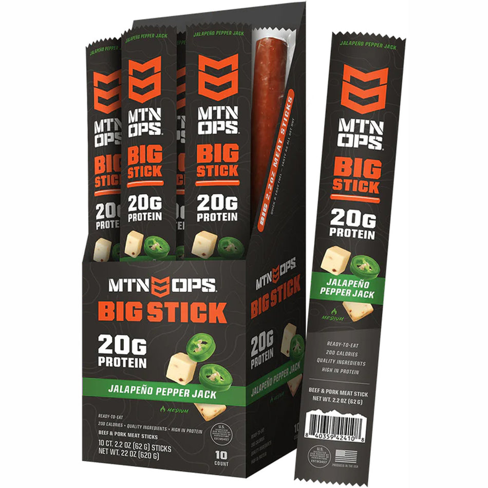 MTN Ops Jalapeno Pepper Jack Big Meat Stick Box of 10
