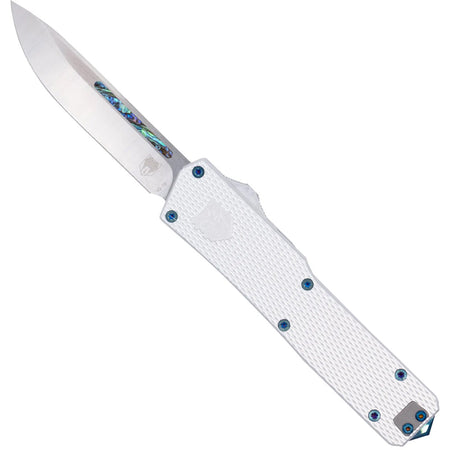 CobraTec Abalone Edge Switchblade OTF Knife in White and Abalone
