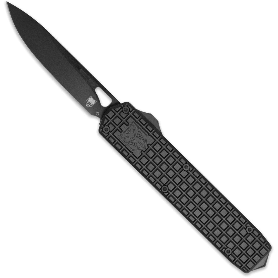 CobraTec Medium Black Mamba Out-The-Front Knife with Black Blade
