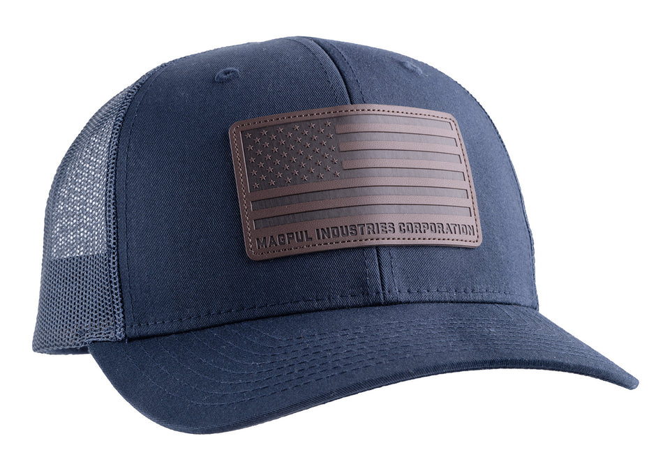Magpul MAG1212-410 Standard Leather Patch Trucker Hat Navy Snapback One Size