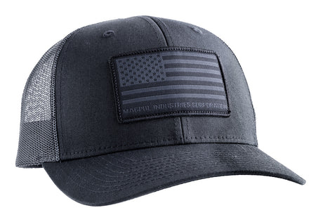 Magpul MAG1215-001 Standard Trucker Hat Black Snapback Woven American Flag Patch OSFA