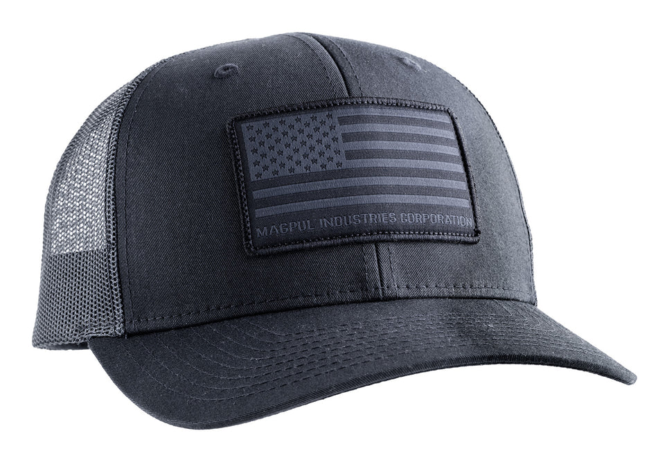 Magpul MAG1215-001 Standard Trucker Hat Black Snapback Woven American Flag Patch OSFA