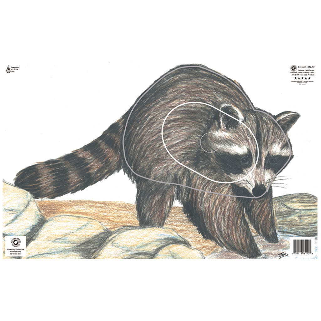 Maple Leaf NFAA Group 3 Raccoon Animal Round Target Face