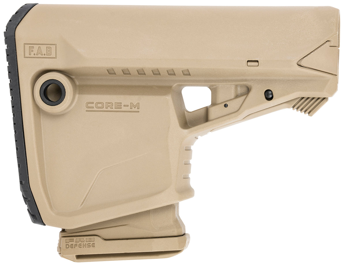 FAB Defense GL-Core Survival Buttstock Tan - Built-In AR-Platform Mag Carrier, Mil-Spec & Commercial Tube Compatible