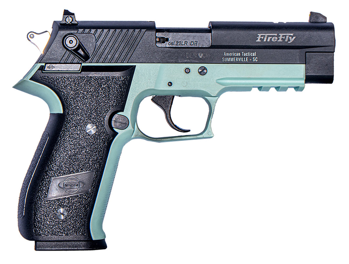 GSG GERG2210FFM FireFly 22 LR 10+1 4" Black Serrated Slide, Mint Zinc Alloy w/Accessory Rail Frame, Black Polymer Grip