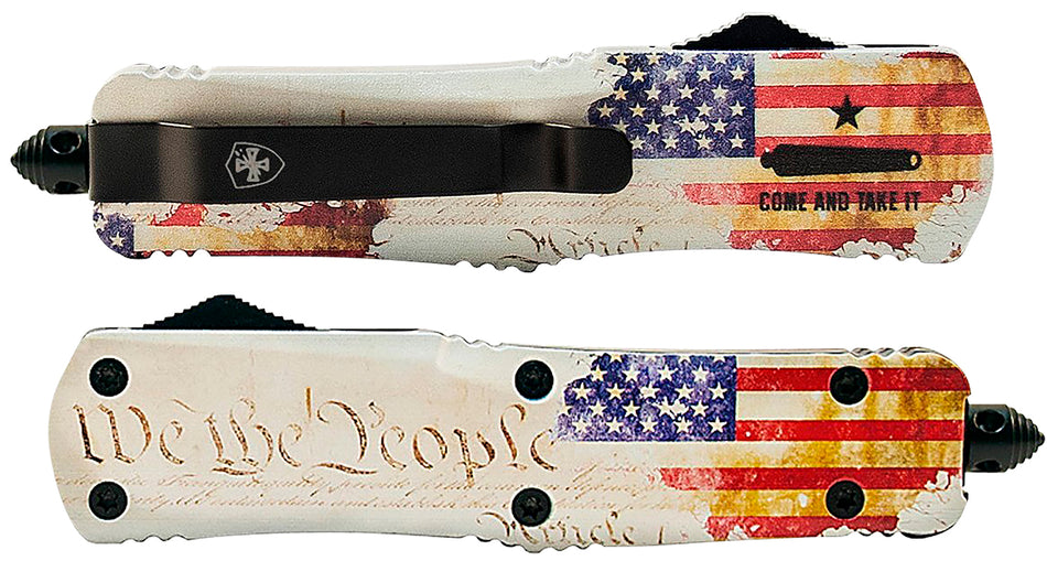 Templar Knife SWTP131 Gen II Small OTF Dagger 2.69" Black Oxide Stonewashed 440C SS Blade, We The People Aluminum Handle