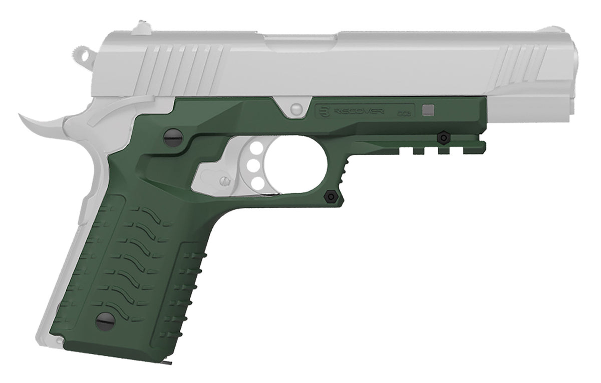 Recover Tactical CC3H03 OD Green Polymer Picatinny Grip Rail Standard Frame 1911