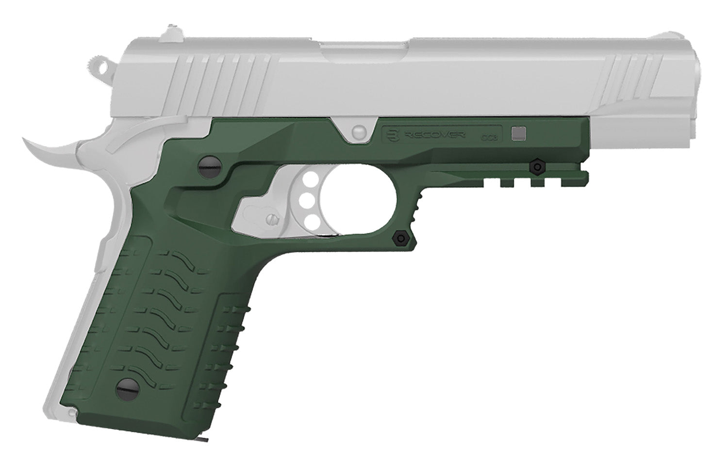 Recover Tactical CC3H03 OD Green Polymer Picatinny Grip Rail Standard Frame 1911
